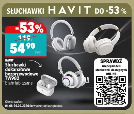 Słuchawki dokanałowe bezprzewodowe Havit TW982 czarne +1 wariant