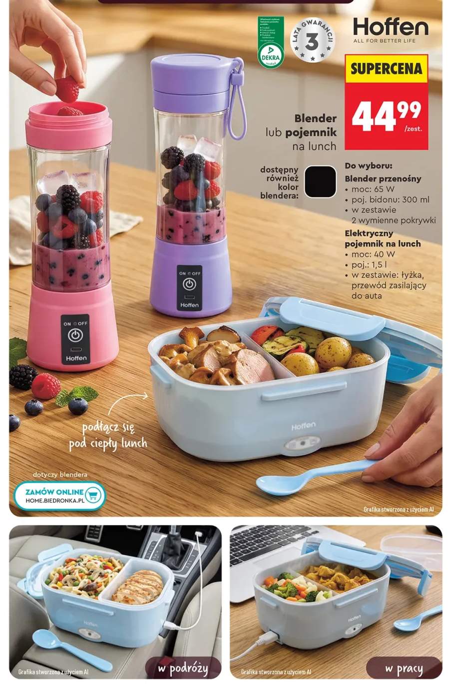 Elektryczny pojemnik na lunch Hoffen +1 wariant