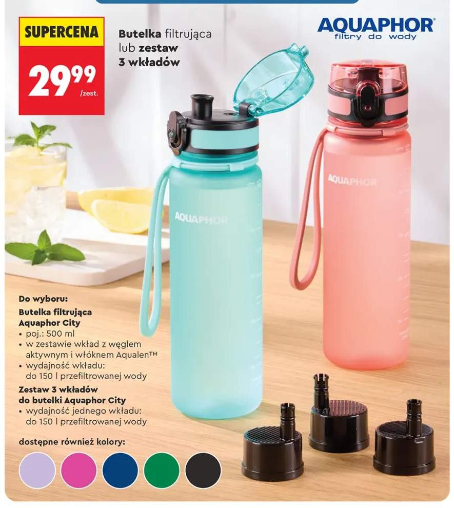 Butelka filtrująca Aquaphor City 500 ml +1 wariant