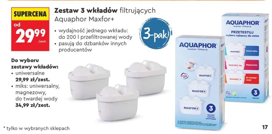 Zestaw wkładów filtrujących miks Aquaphor Maxfor+ 3-pak +1 wariant