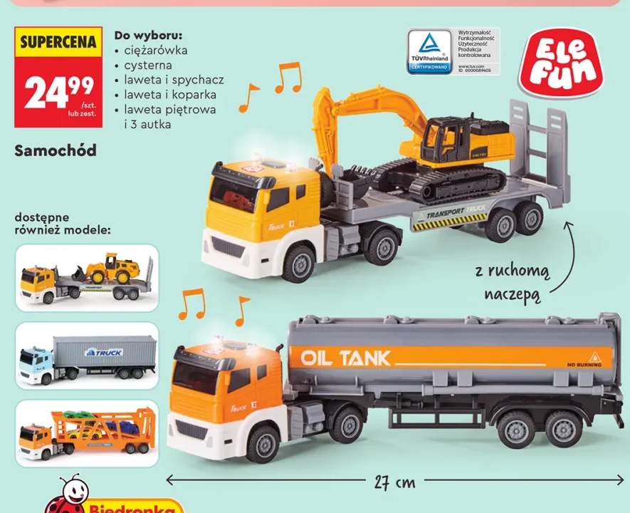 Samochód ciężarówka Elefun +4 warianty