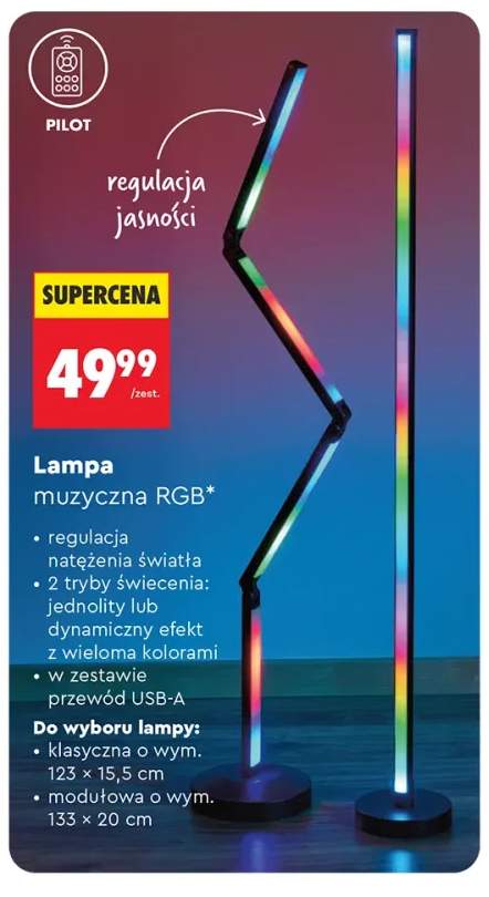 Lampa muzyczna RGB klasyczna Hykker +1 wariant