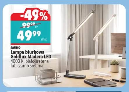 Lampa biurkowa Sanico Goldlux Madera LED biało-srebrna +1 wariant