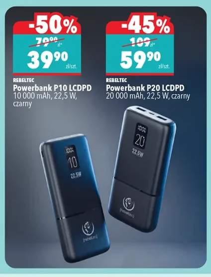 Powerbank Rebeltec P10 Lcdpd 10 000mAh 22,5W czarny +1 wariant