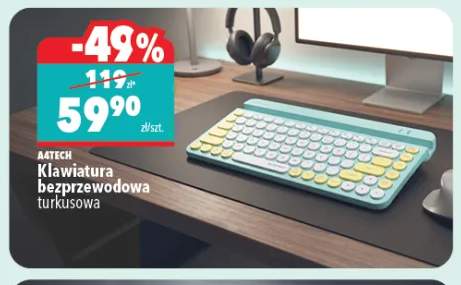 Klawiatura bezprzewodowa A4Tech turkusowa