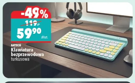 Klawiatura bezprzewodowa A4Tech turkusowa