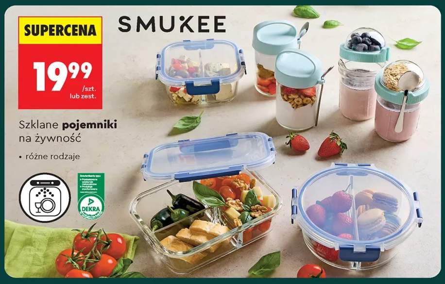 Szklane pojemniki na żywność Smukee