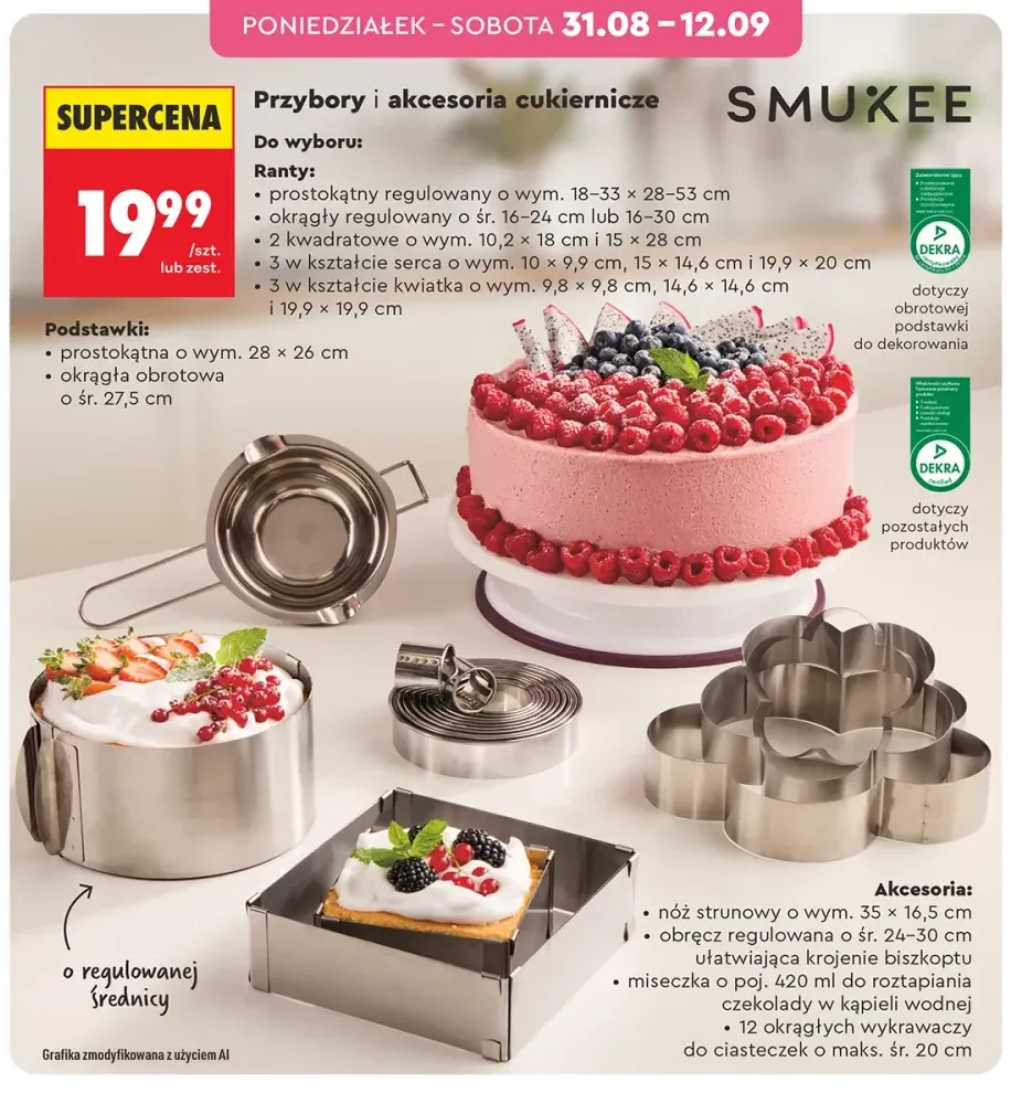 Rant cukierniczy prostokątny regulowany Smukee +10 wariantów