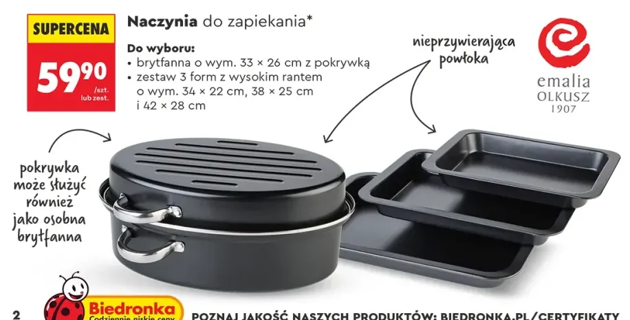 Formy do zapiekania z wysokim rantem Emalia Olkusz 3-pak +1 wariant
