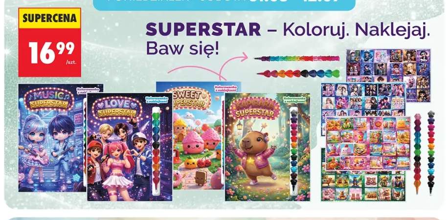 Kolorowanka z naklejkami Superstar Music +3 warianty