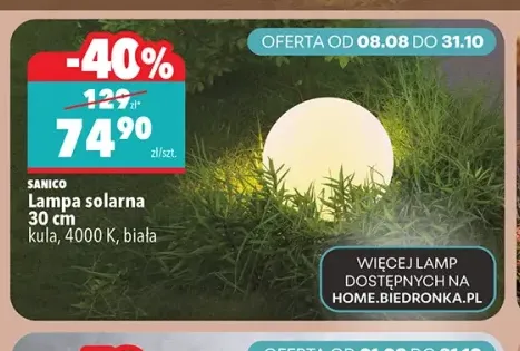 Lampa solarna Sanico 30 cm kula