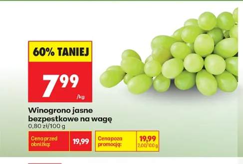 Winogrona jasne bezpestkowe