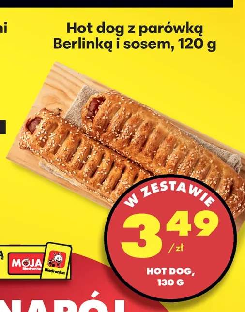 Hot dog z parówką Berlinką i sosem