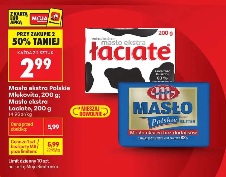 Masło ekstra polskie Mlekovita +1 wariant