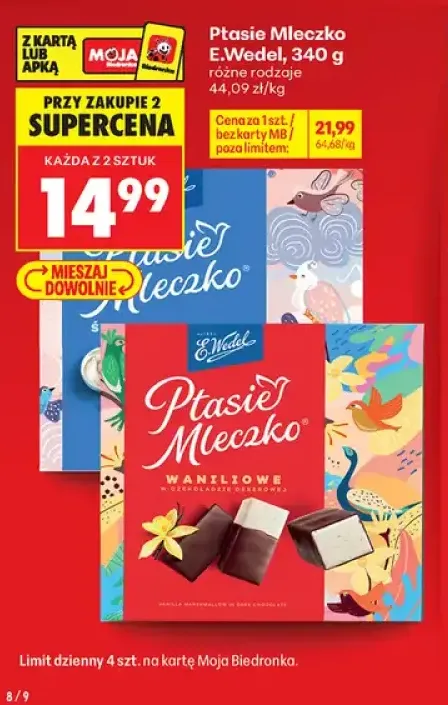 Ptasie Mleczko śmietankowe E.Wedel +1 wariant