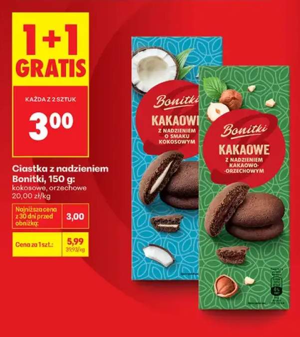 Ciastka z nadzieniem kokosowe Bonitki +1 wariant