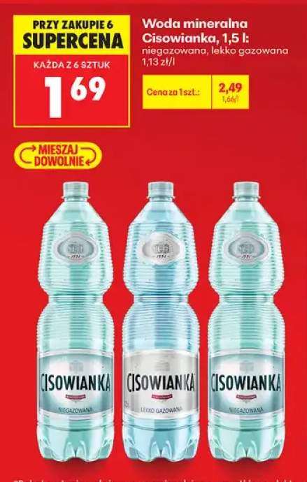 Woda mineralna niegazowana Cisowianka 1,5 l +1 wariant