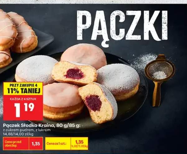 Pączek z cukrem pudrem Słodka Kraina +1 wariant