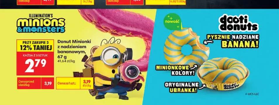 Donut Minionki z nadzieniem bananowym Dooti Donuts