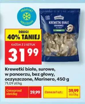 Krewetki białe surowe w pancerzu bez głowy oczyszczone Marinero