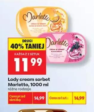 Lody cream sorbet Marletto mango & passion fruit +1 wariant