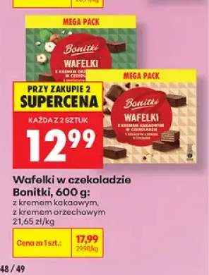 Wafelki w czekoladzie z kremem kakaowym Bonitki +1 wariant