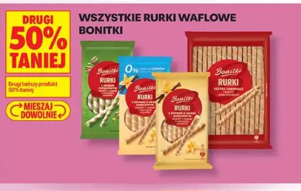 Rurki waflowe bez cukru z kremem pistacjowym Bonitki +3 warianty