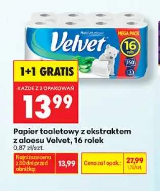 Papier toaletowy z ekstraktem z aloesu Velvet