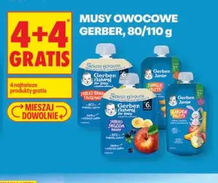 Mus owocowy Gerber Natural for Baby Jabłko Banan Truskawka +3 warianty