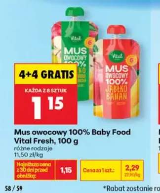 Mus owocowy 100% Baby Food Vital Fresh Jabłko Banan +1 wariant