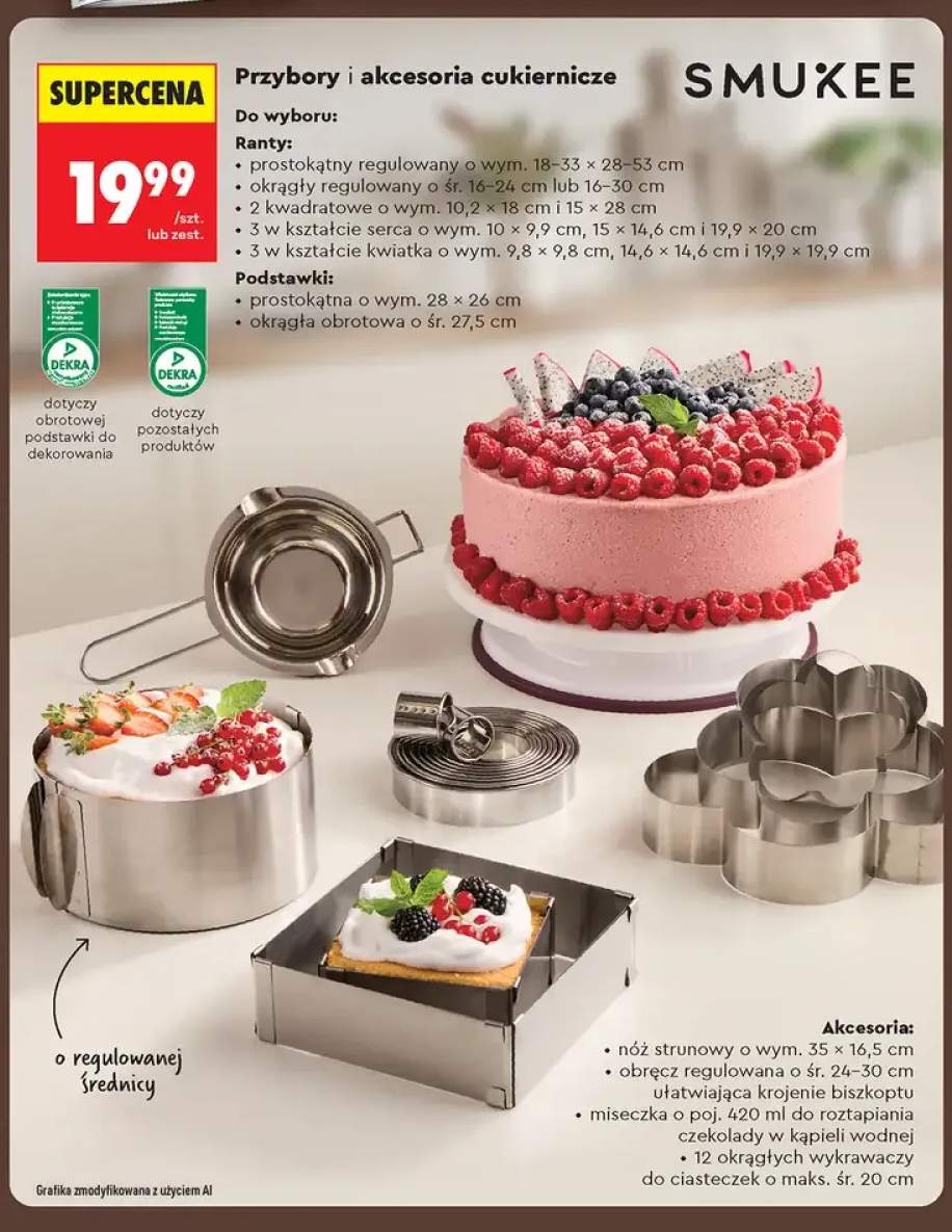 Rant cukierniczy okrągły regulowany 16-24 cm Smukee +12 wariantów