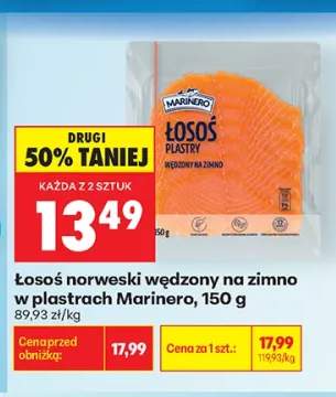 Łosoś norweski wędzony na zimno w plastrach Marinero