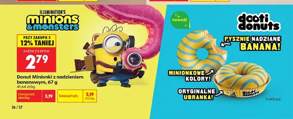 Donut Minionki z nadzieniem bananowym Dooti Donuts