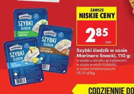 Szybki śledzik w sosie o smaku grzybowym Marinero Snack! +2 warianty