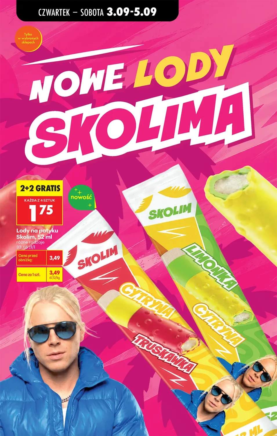 Lody na patyku Skolim cytryna truskawka +1 wariant