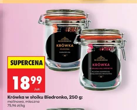 Krówka w słoiku Biedronka malinowa +1 wariant
