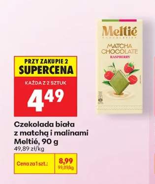 Czekolada biała z matchą i malinami Meltié