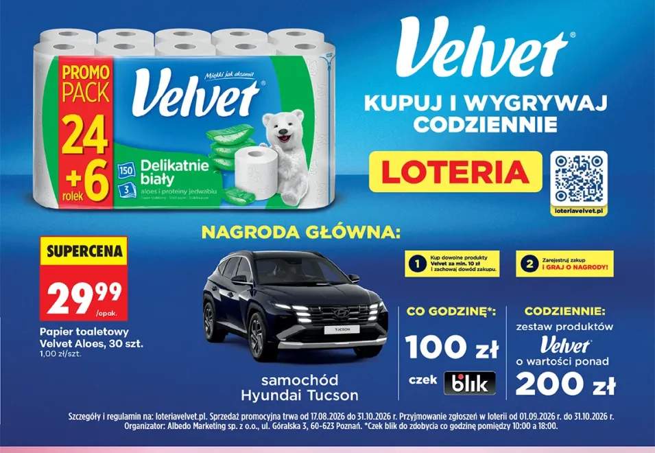 Papier toaletowy Velvet Aloes 30-pak