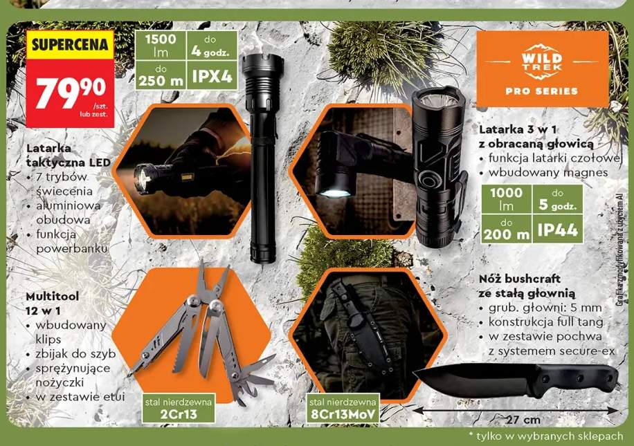 Latarka taktyczna LED Wild Trek Pro Series +3 warianty