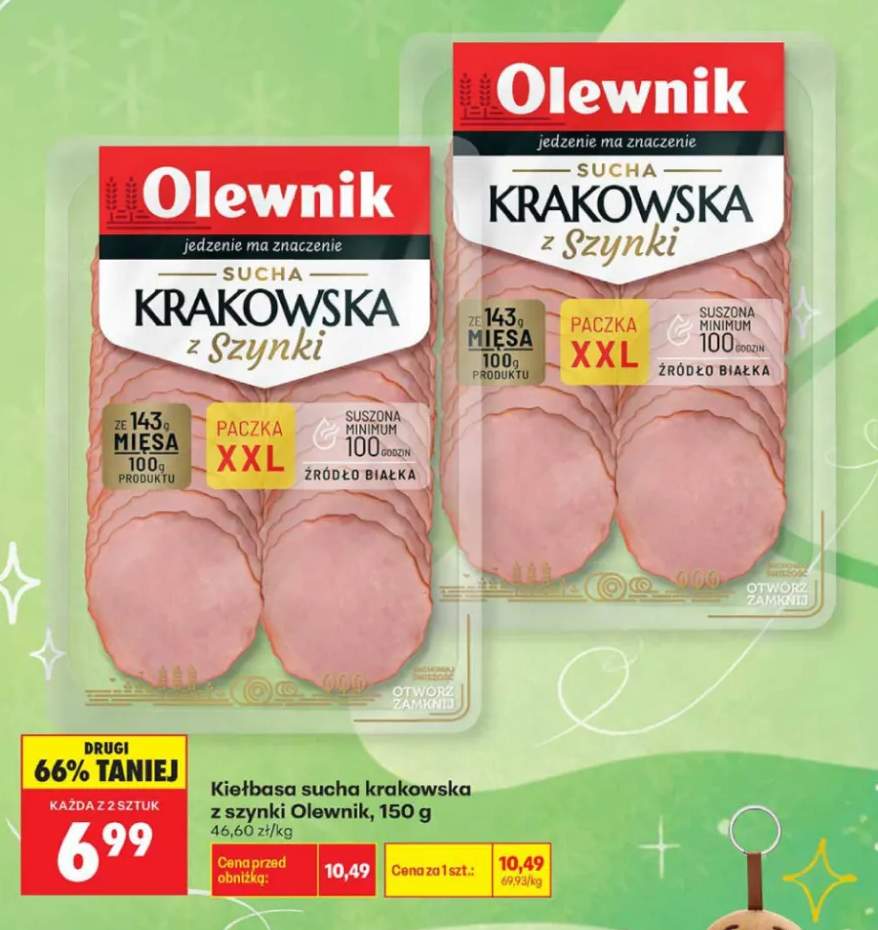 Kiełbasa sucha krakowska z szynki Olewnik