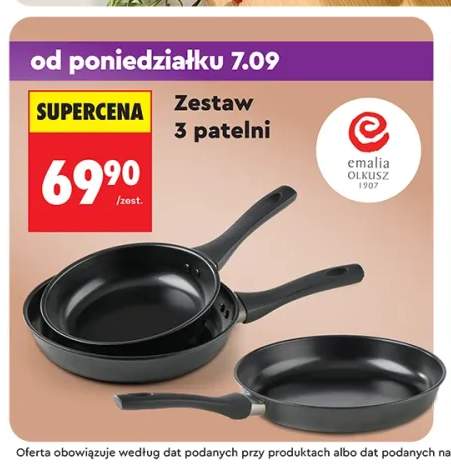 Zestaw 3 patelni Emalia Olkusz