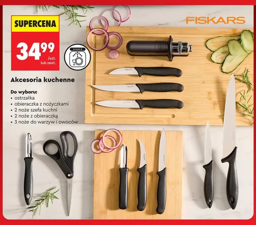 Akcesoria kuchenne 2 noże z obieraczką Fiskars +4 warianty