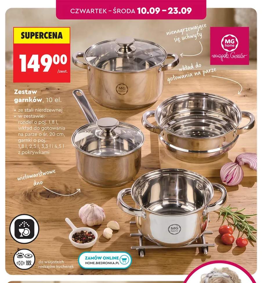 Zestaw garnków 10 el. ze stali nierdzewnej Mg Home