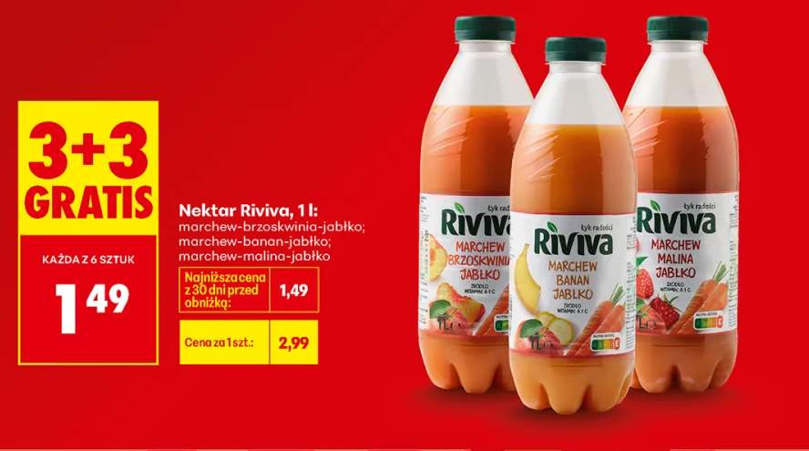 Nektar Riviva marchew-brzoskwinia-jabłko +2 warianty