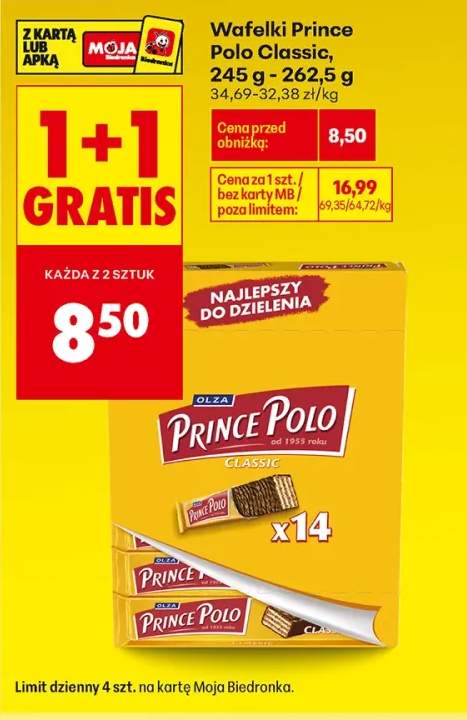 Wafelki Prince Polo Classic 14-pak