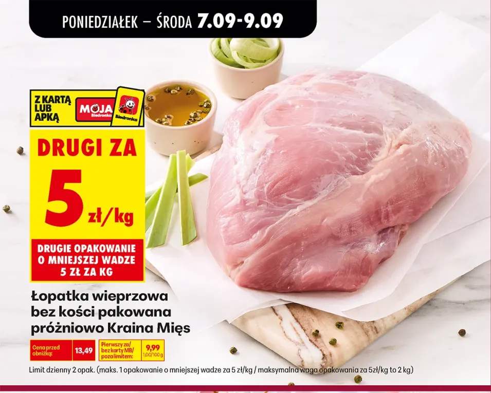 Łopatka wieprzowa bez kości pakowana próżniowo Kraina Mięs