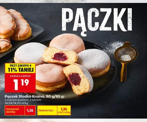 Pączek Słodka Kraina z cukrem pudrem +1 wariant