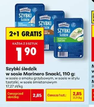 Szybki śledzik w sosie o smaku grzybowym Marinero Snack! +2 warianty