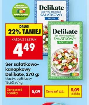 Ser sałatkowo-kanapkowy Delikate półtłusty +1 wariant