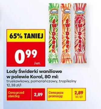 Lody Świderki waniliowe w polewie truskawkowy +2 warianty